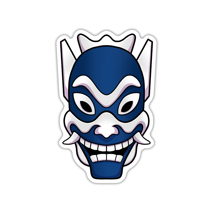 The mask of the blue spirit sticker in a cartoon art style.