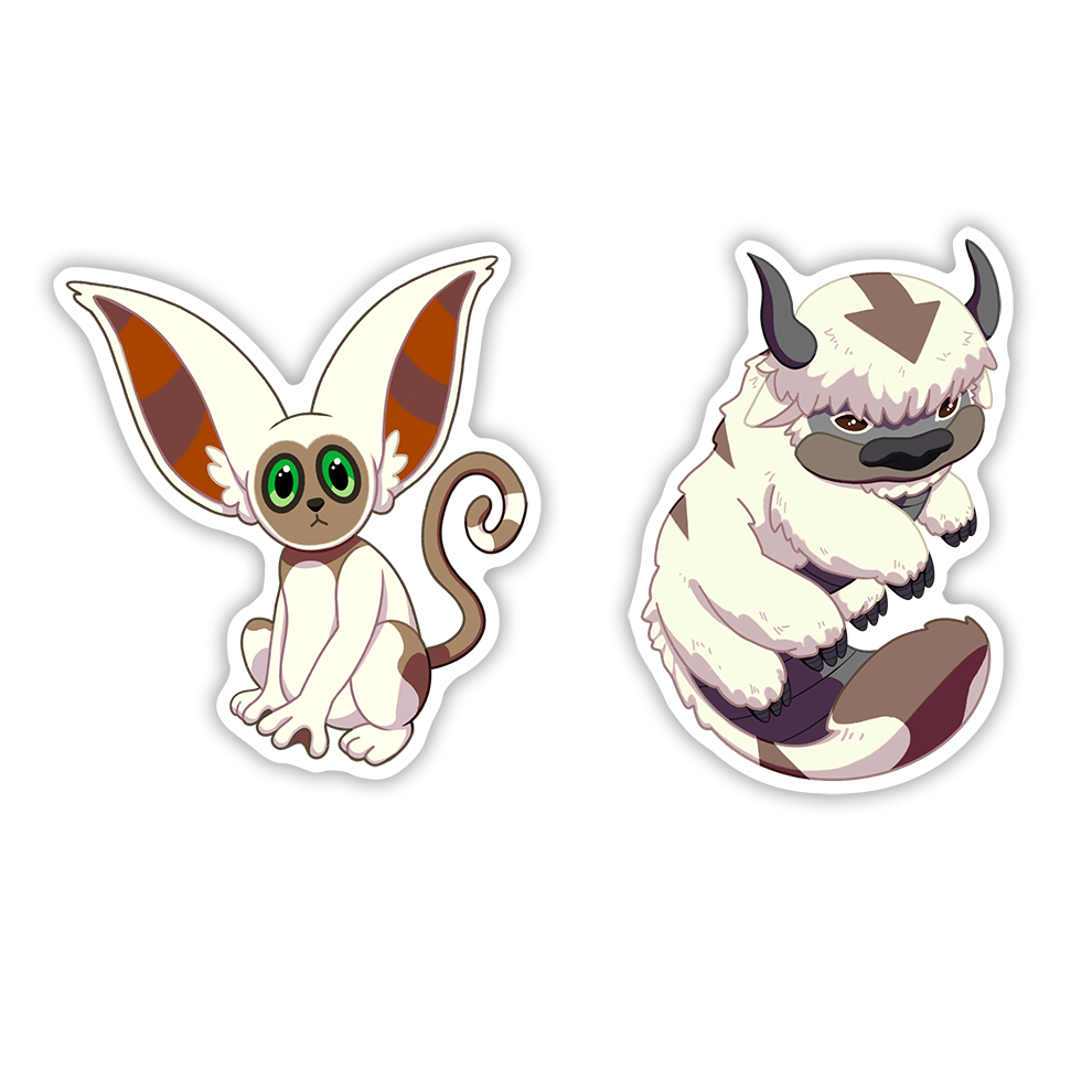 Momo and Appa full body stickers in a chibi art style.