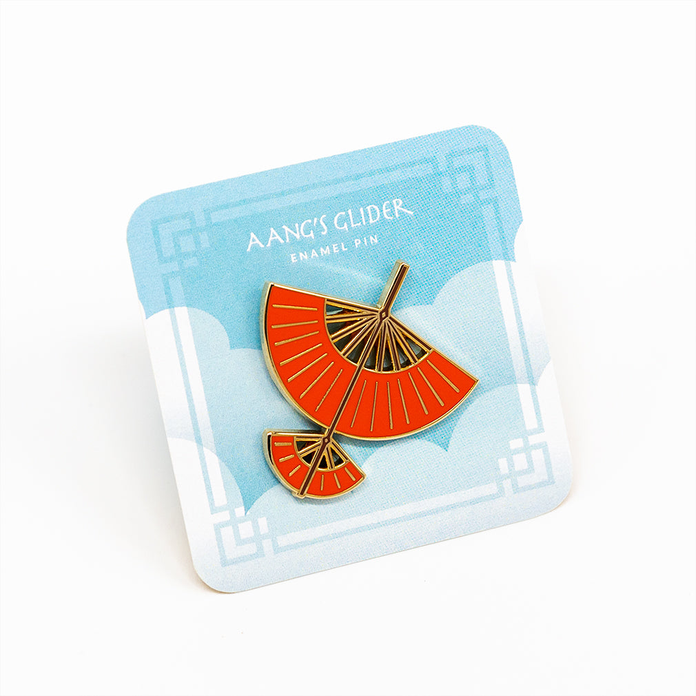 Aang Glider enamel pin on cloud backing card