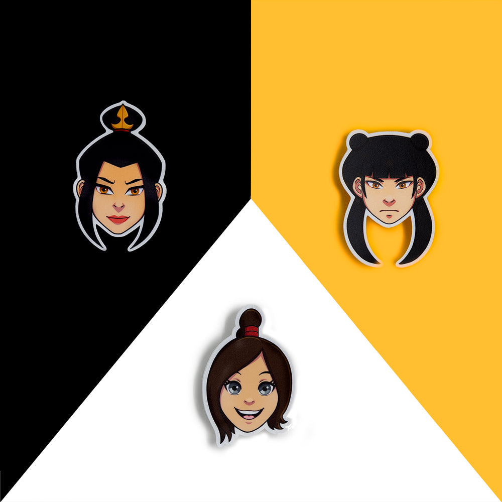 Anime art style stickers of Azula, Ty lee and Mai.